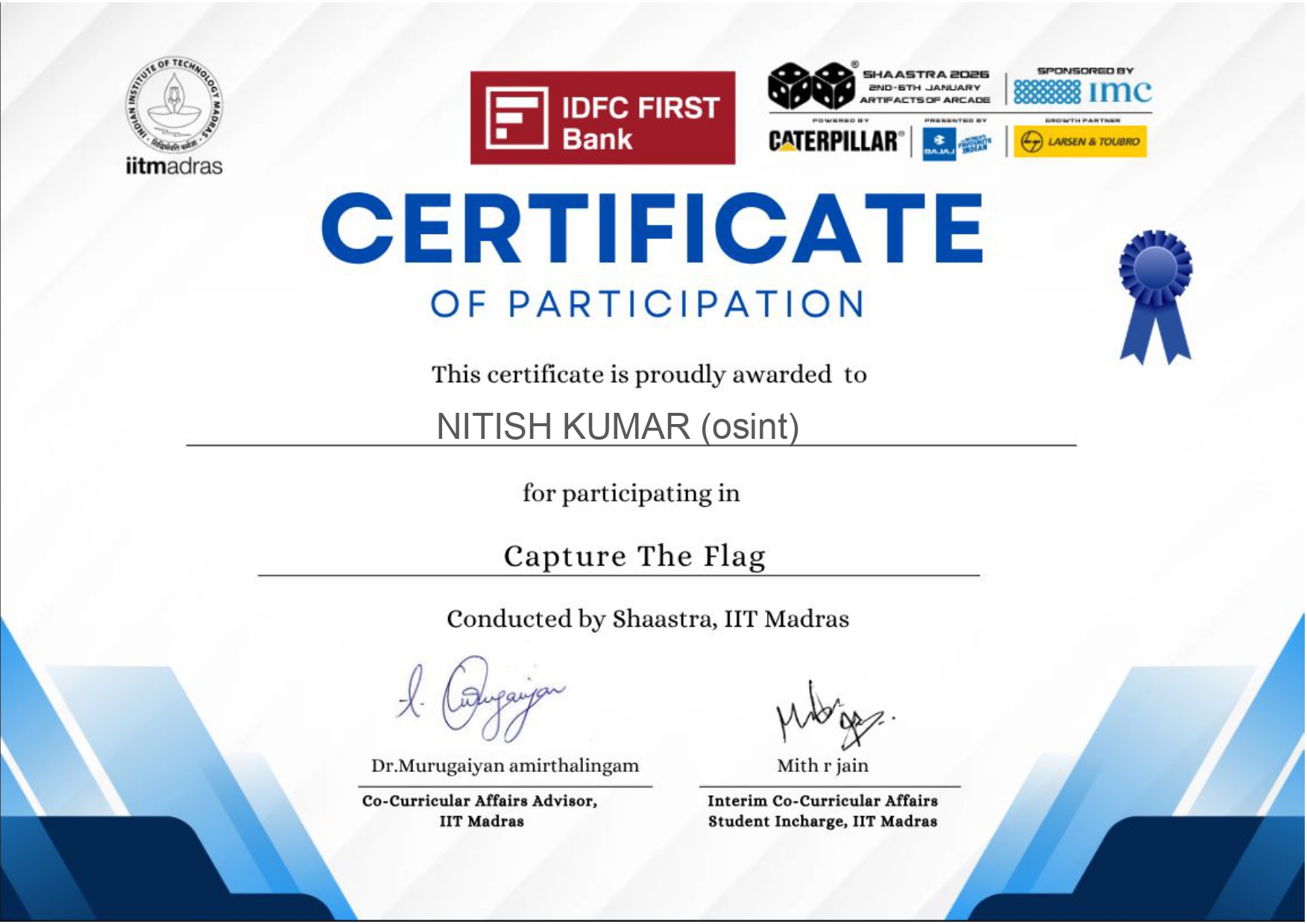 Digital CyberHunt CTF Certificate